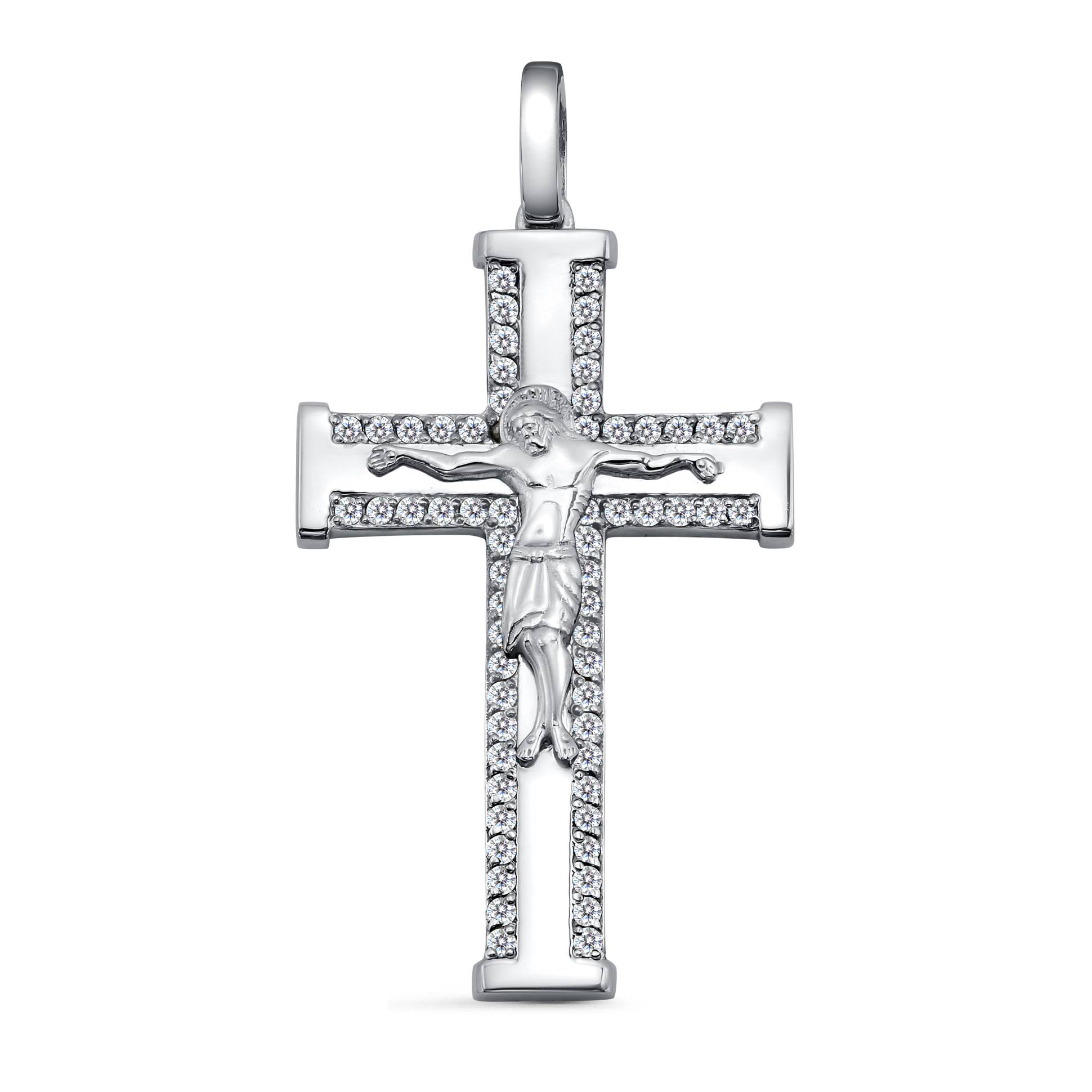 Кулон крест из платины с бриллиантами (060619)