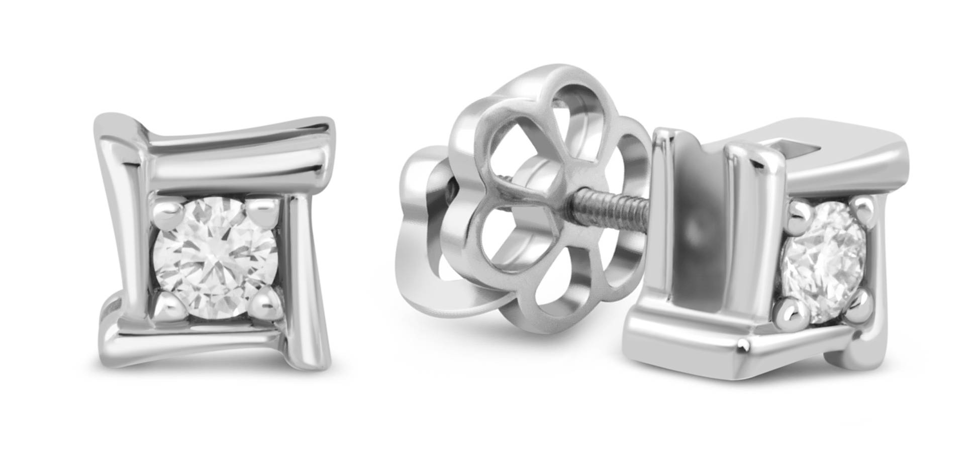 Серьги пусеты из платины с бриллиантами (048367)