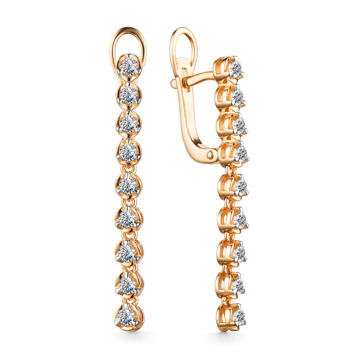 Серьги из красного золота с бриллиантами (051346)